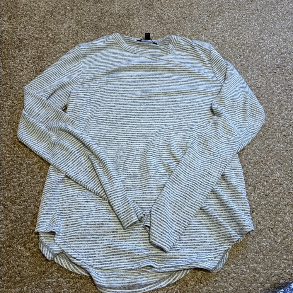 Banana Republic Gray and White striped Top